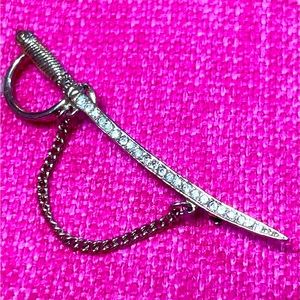 Vintage Rhinestone Sword Brooch